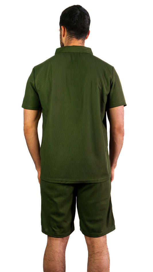 Men’s Contrast Zip Polo Set